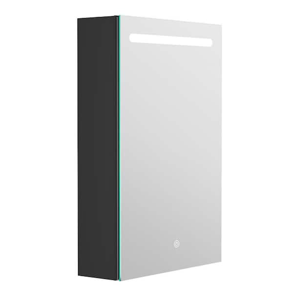 Flynama 20 in. W x 30 in. H Medium Rectangular Black Aluminum Frame Surface Mount Right Open Medicine Cabinet with Mirror