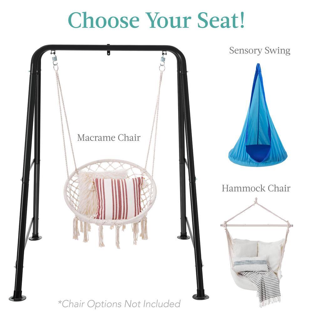 Extra Tall Black Steel Hanging Chair Stand with Hardware
