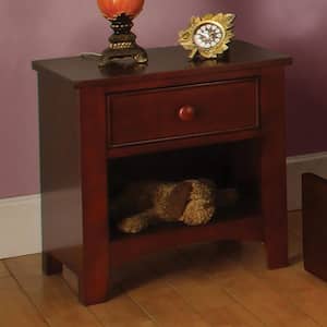 Omnus 1-Drawer Cherry Nightstand 21 in. H x 19 in. W x 16 in. H