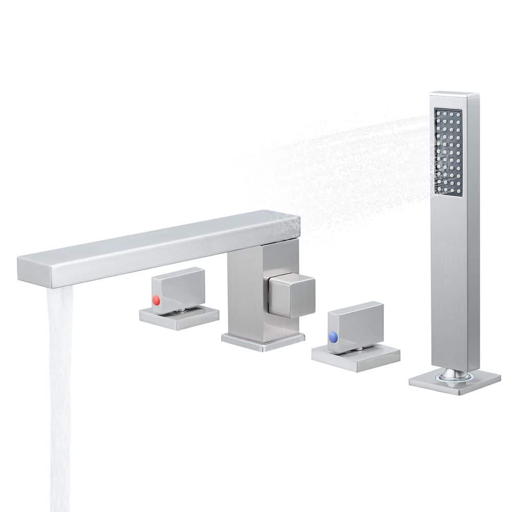 2-Handle Deck-Mount Roman Tub Faucet with Hand Shower in Brushed Nickel price history on PriceWatchPro