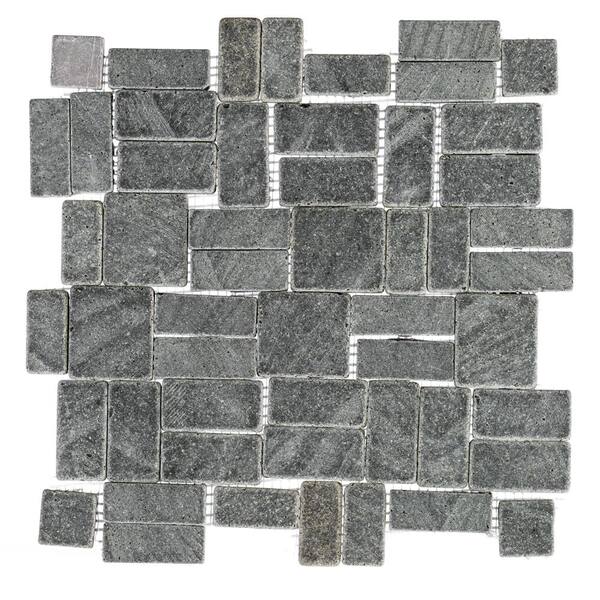 Jeffrey Court Road Rock Moon Gray 11-3/4 in. x 11-3/4 in. x 10 mm Texture Stone Mosaic Wall/Floor Tile