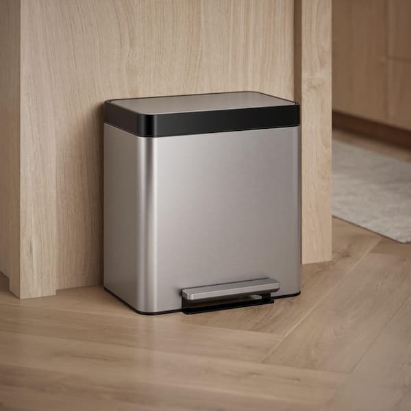 KOHLER 8 Gal. Pantry Stainless Steel Trash Can with Stainless