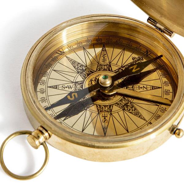 Brass Flip Compass Polished Antique Magnifier gift 