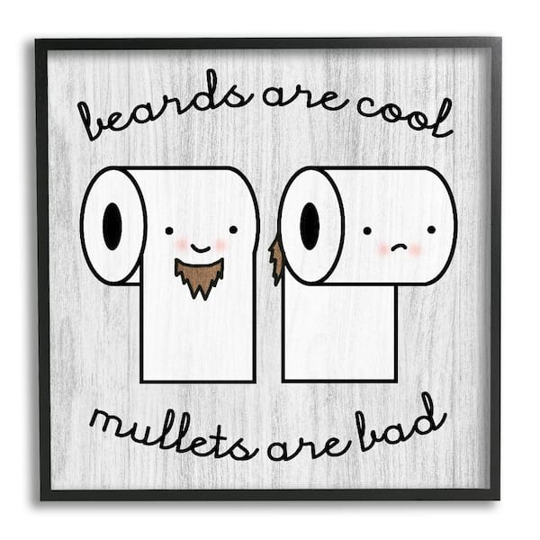 Stupell Industries Beards Vs Mullets Toilet Paper by Daphne Polselli 1-Piece Black Framed Abstract Giclee Art Print 12 in. x 12 in.