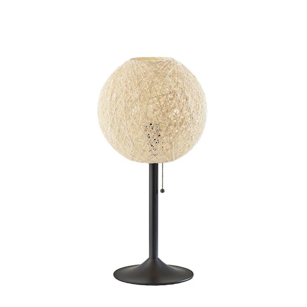 HomeRoots 24 in. Off White Modern Integrated LED Bedside Table Lamp with Off White Rattan Shade
