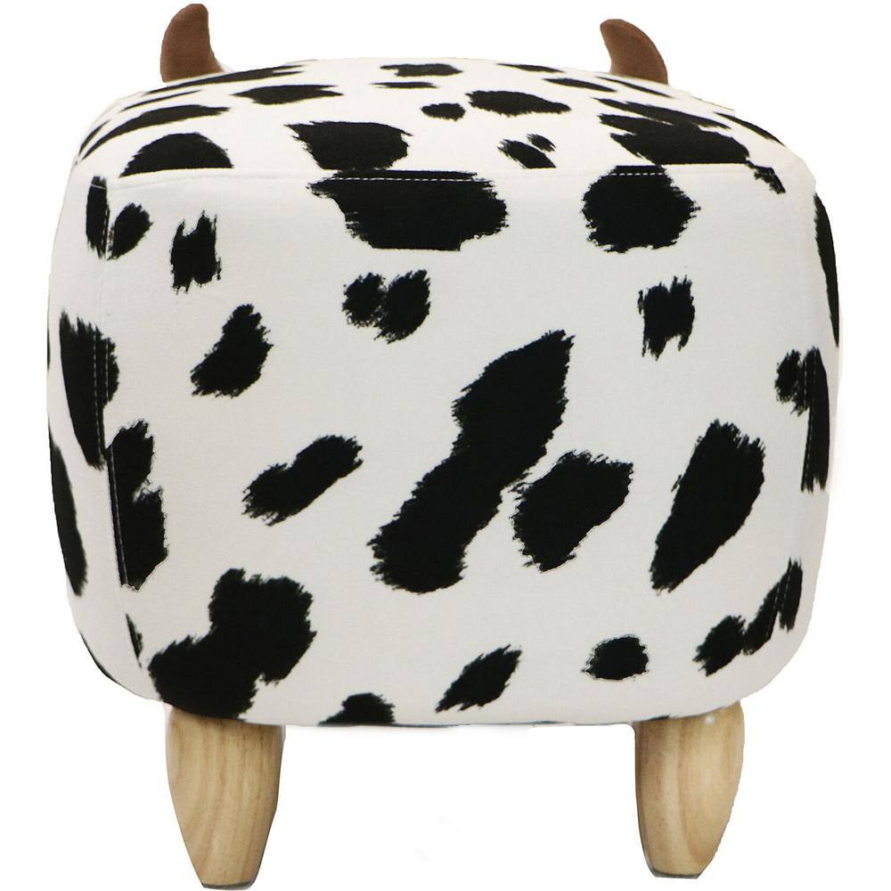 Black and White Cow Animal Shape Pet House Ottoman