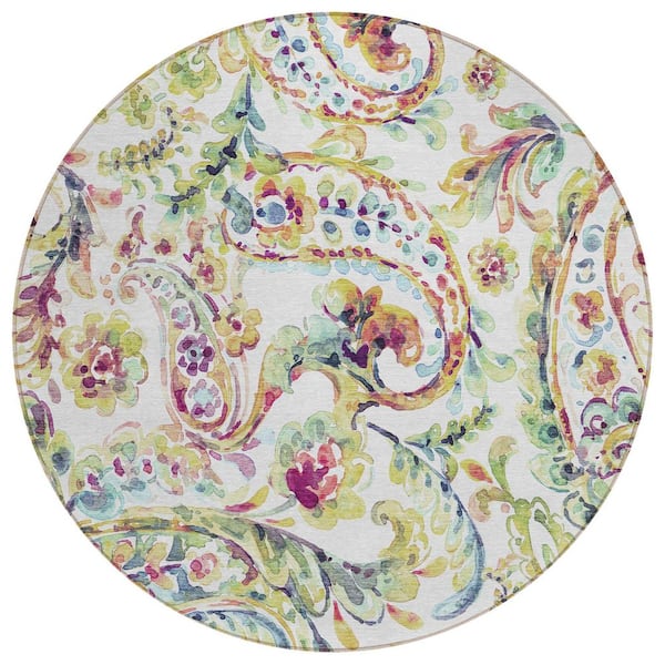 Addison Rugs Chantille Machine Washable Indoor/Outdoor Abstract ACN834 Ivory 8 ft. x 8 ft. Area Rug