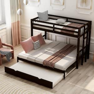 Espresso Twin Over Twin/Double Twin Bunk Bed with Twin Trundle