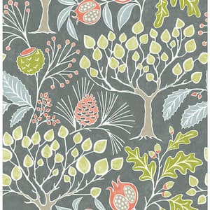 Shiloh Grey Botanical Grey Wallpaper Sample