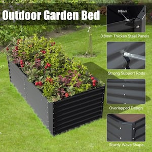 6 ft. x 3 ft. x 2 ft. Gray Galvanized Steel Rectangular Outdoor Raised Garden Bed