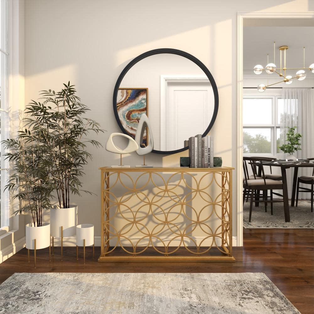 White and Gold Metal Cylinder Floor Planter Set of 3