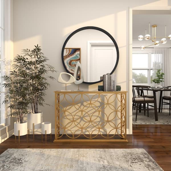 18 in., 14 in., and 12 in. Medium White Metal Indoor Outdoor Planter with Removable Gold Stand (3- Pack)