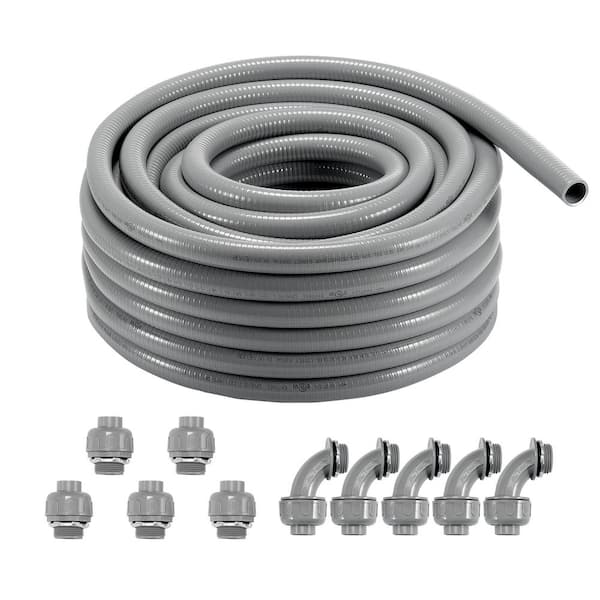 VEVOR 1in. Flexible Electrical Conduit 100 ft. PVC Liquid-Tight Conduit Non-Metallic for Air Conditioning Motor IP65