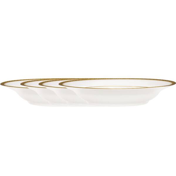 Charlotta Gold 9 in., 27 oz. (Gold) Porcelain Rim Soup Bowls, (Set of 4)