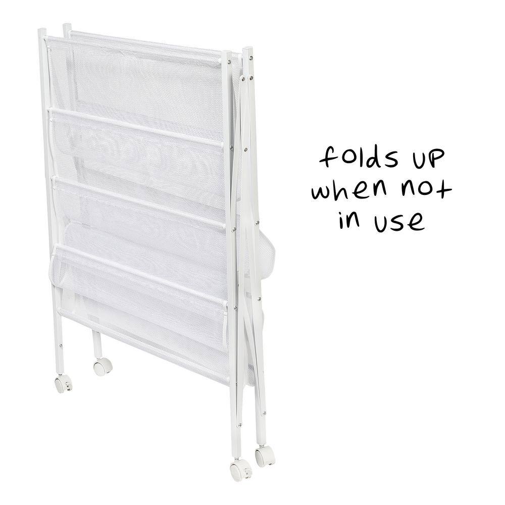 White 5-Tier Steel Rolling Laundry Drying Rack