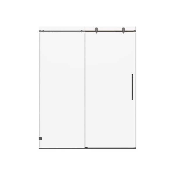 56-60 in. W x 74 in. H Frameless Single Sliding Shower Door in Matte Black with 5/16 in. Clear Glass Tempered Soft-Close