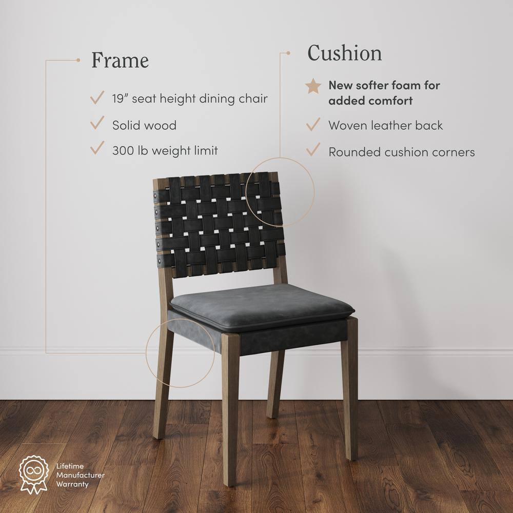 Cohen Black Faux Leather and Wood Upholstered Side Chair Set