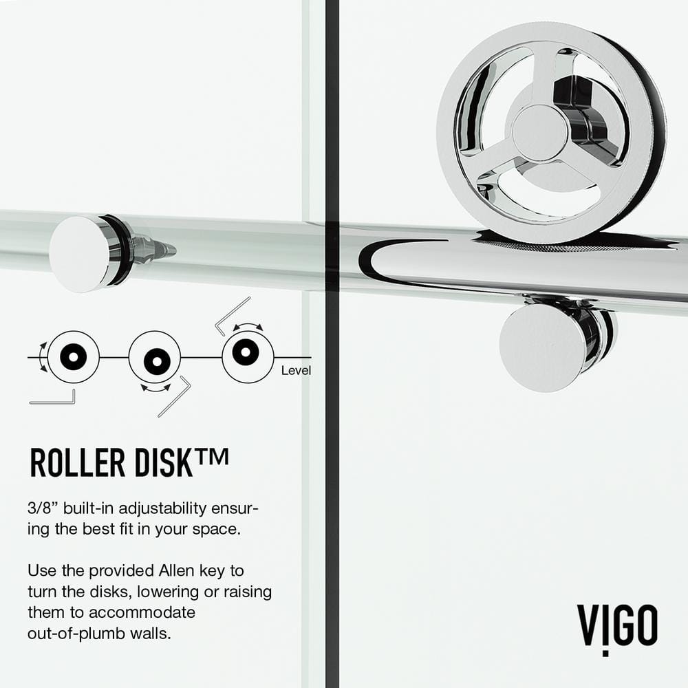 Elan Cass Chrome Frameless Sliding Shower Door with Clear Glass
