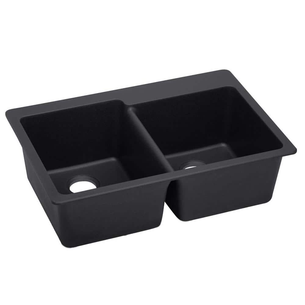 Quartz Luxe 33 in. Drop-in Double Bowl Caviar Kitchen Sink price history on PriceWatchPro