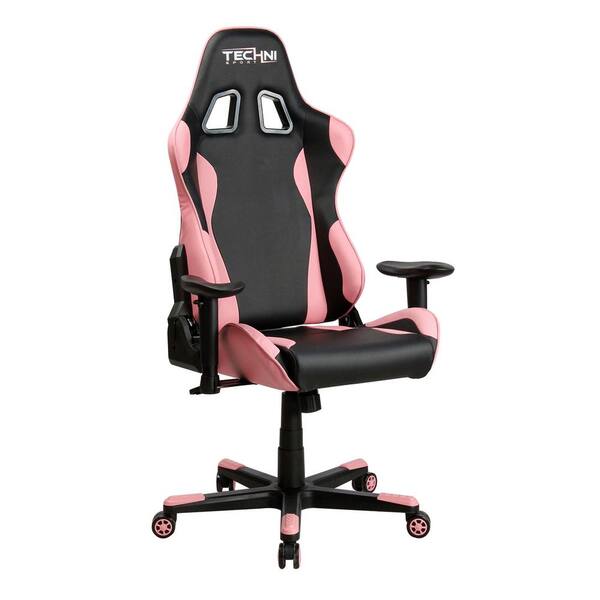 pinktea  Techni Sport Pink Gaming Chair RTA-TS43-PNK - The Home Depot