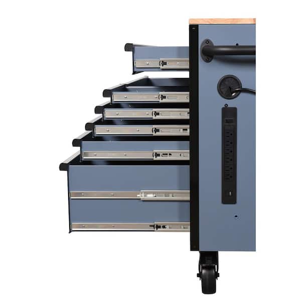 Husky Standard-Duty 52 in. W 10-Drawer Matte Cadet Gray Mobile
