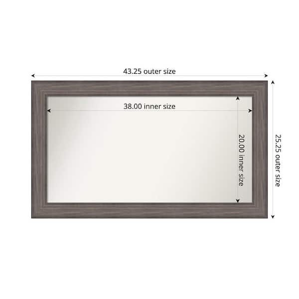 Amanti Art Country Barnwood 43.25 in. W. x 25.25 in. Custom Non-Beveled Wood Framed Bathroom Vanity Wall Mirror