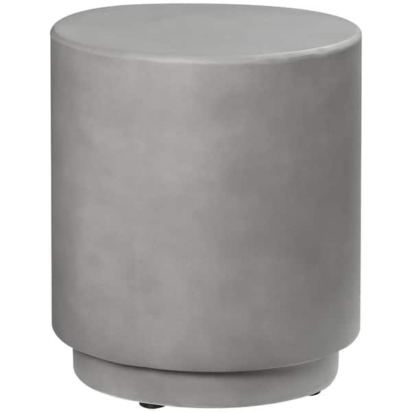 14.5 in. W x 17 in. H Lightweight Accent Table with Concrete Finish, Round Side Table with 4 Adjustable Feet, Gray