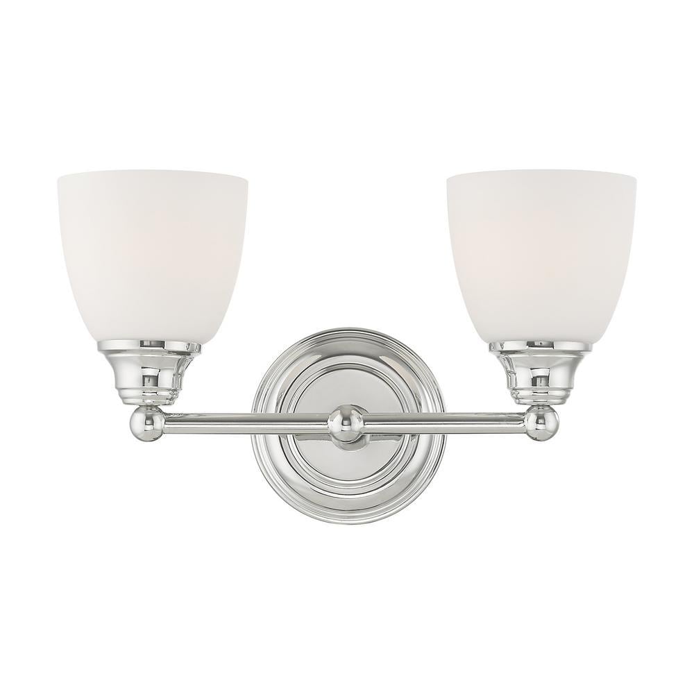 Polished Chrome 2-Light Vanity with Satin Opal Glass