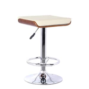 26 in. Cream Faux Leather Chrome Finished Bar Stool