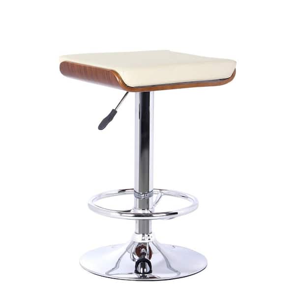 HomeRoots 26 in. Cream Faux Leather Chrome Finished Bar Stool