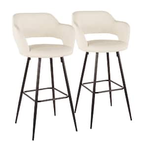 Margarite 29 in. Cream Faux Leather Upholstery Bar Stool (Set of 2)