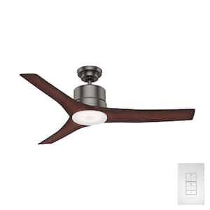 Piston 52 in. Integrated LED Indoor/Outdoor Brushed Slate Ceiling Fan with Light Kit and Remote