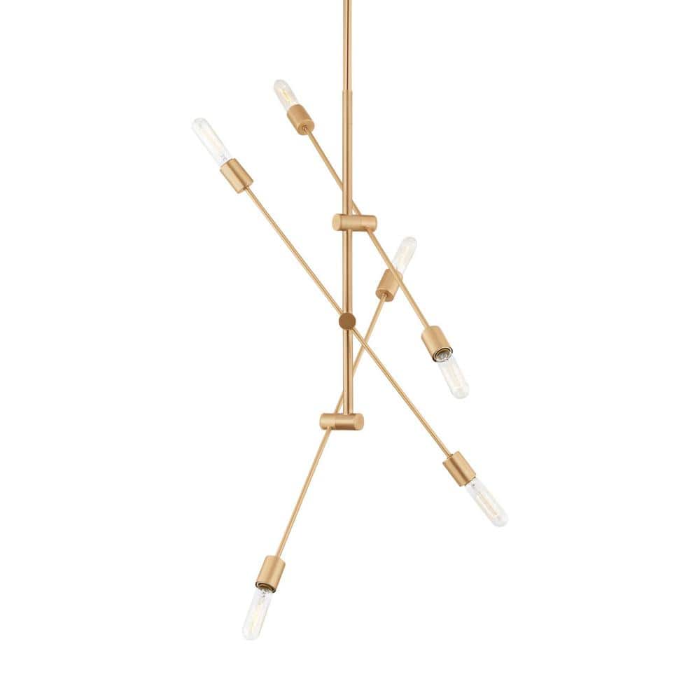 Axis Satin Brass 6-Light Adjustable Chandelier