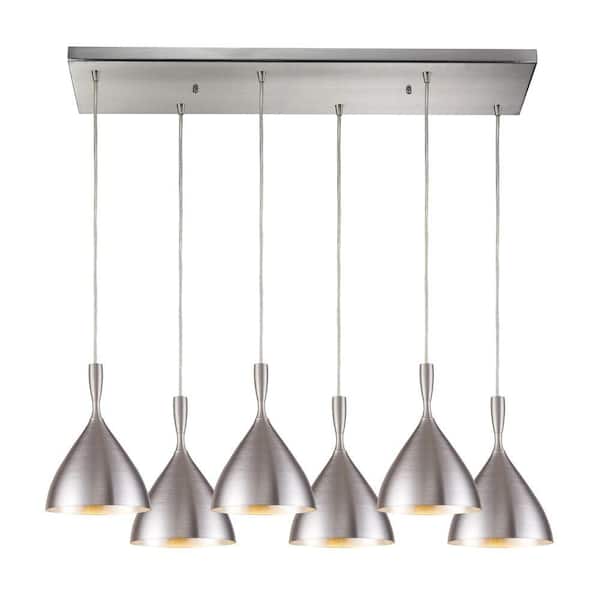 Titan Lighting Spun Aluminum 6-Light Satin Nickel Ceiling Mount Pendant