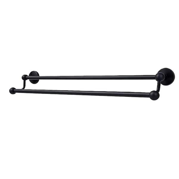 24 in. Wall Mounted Double Towel Bar in Matte Black, for Bathroom, Powder Room and Guest Bath Towel Hanging