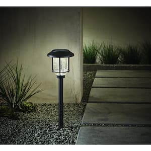 Millbrook 14 Lumens Solar Black LED Metal and Glass Landscape Pathway Light (4-Pack)