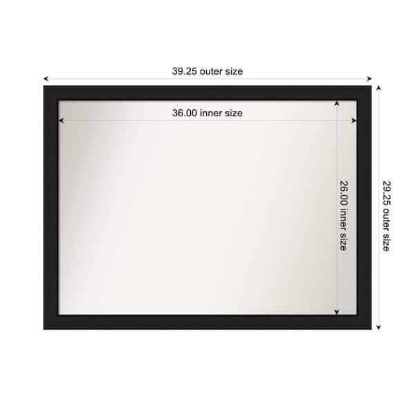 Amanti Art Midnight Black Narrow 39.25 in. x 29.25 in. Custom Non-Beveled Wood FramedBathroom Vanity Wall Mirror