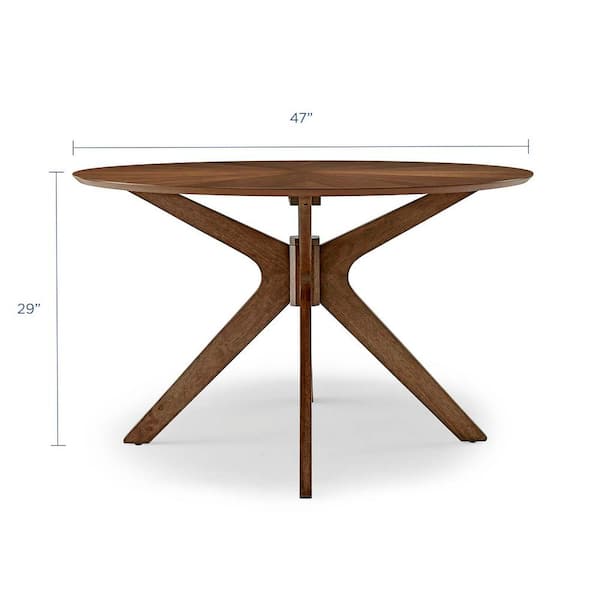  Round Dining Table with Solid Wood Legs, Folding Dining Table,  Round Corner, for Home, Kitchen, Walnut, 120x120x76cm - Tables