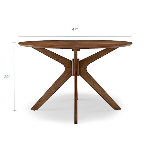 MODWAY Crossroads 47 in. Walnut Round Wood Dining Table EEI