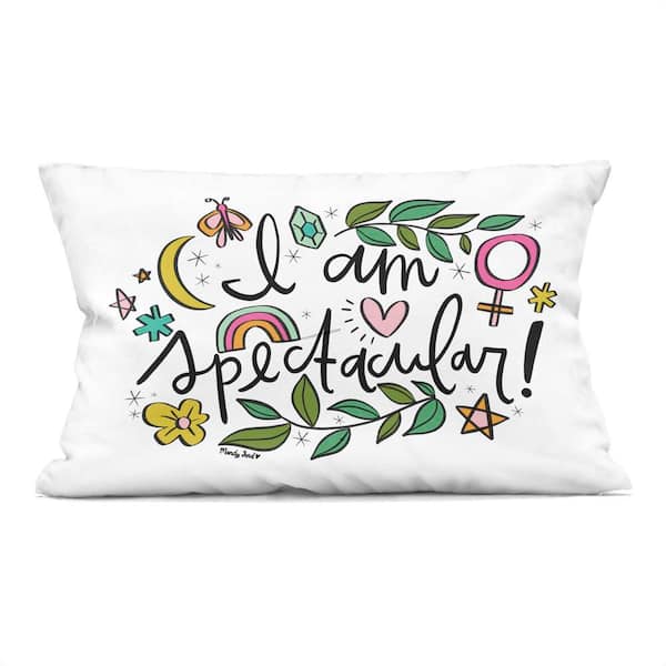 Stupell Industries Motivational I Am Spectacular Green Abstract Polyester 14 in. x 20 in. Throw Pillow