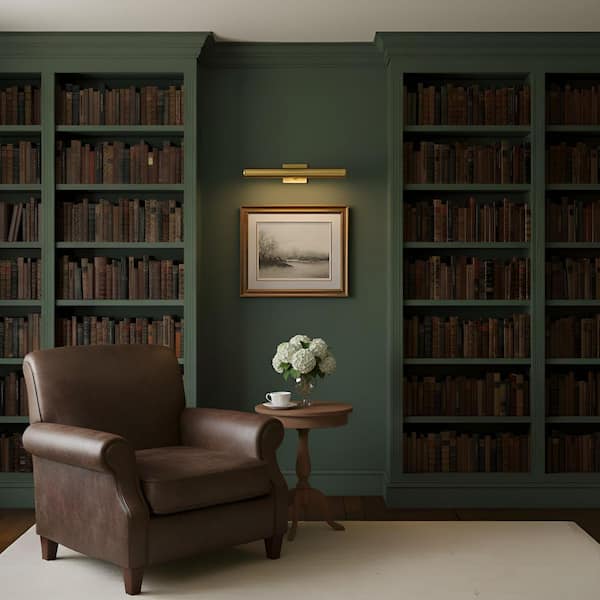 Azer 18 in. 2-Light Bathroom Bedroom Wall Fixture In Burnished Brass Finish With Burnished Brass Shade