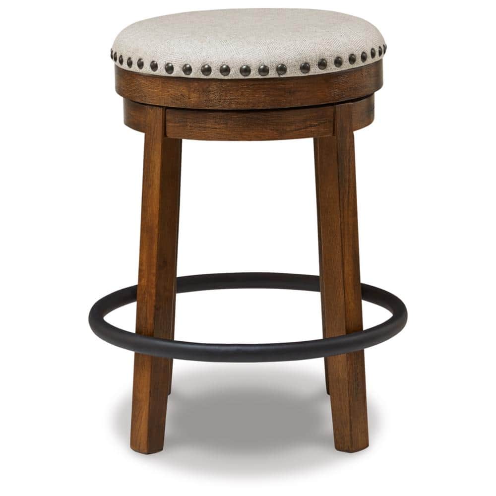 Valebeck Transitional Swivel Counter Stool in Black and Beige