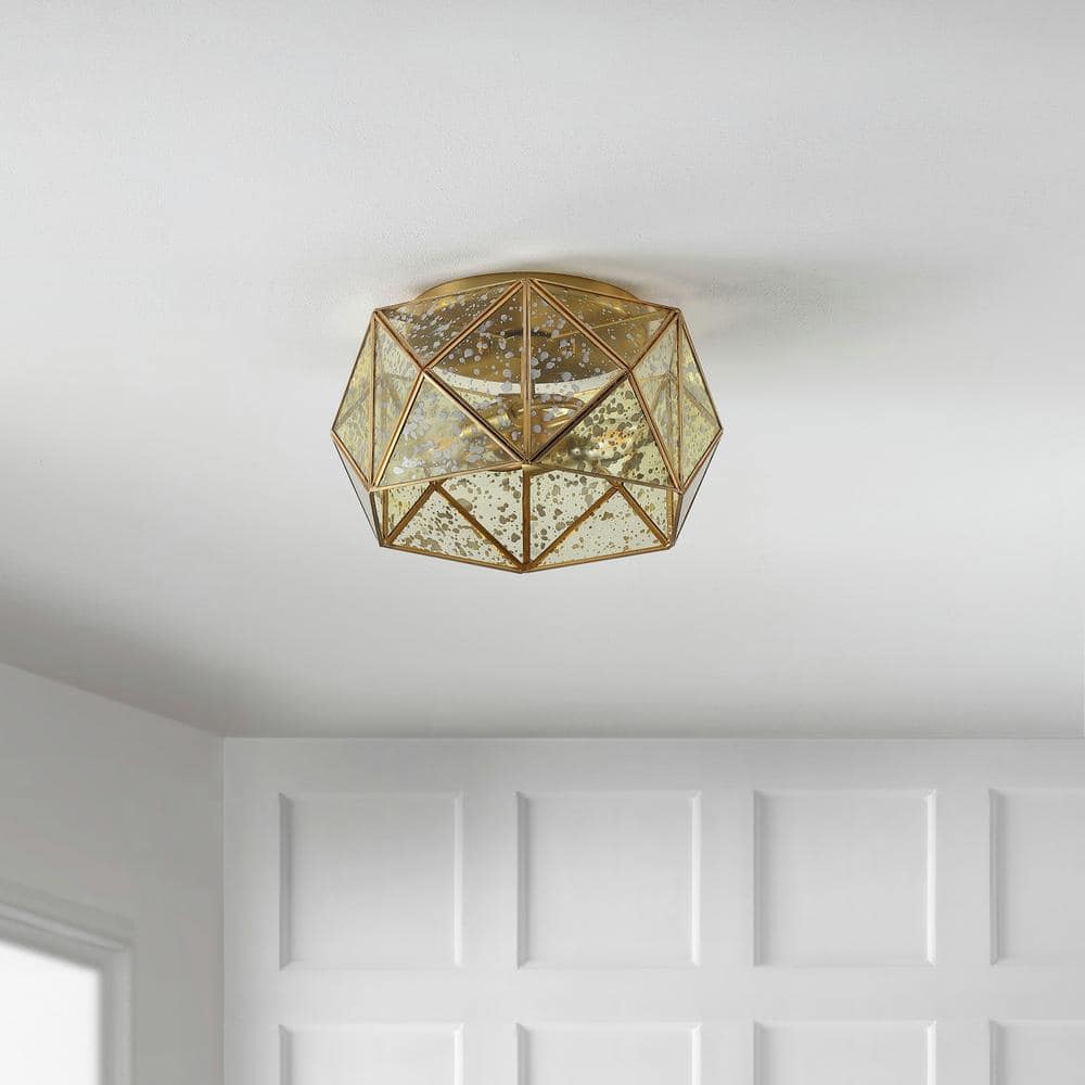 Violet 12.5" Gold Glass LED Flush Mount Light
