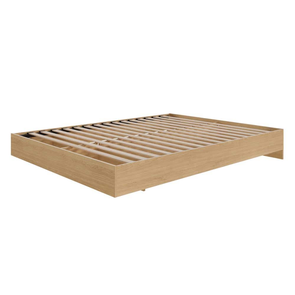 Natural Maple Full Size Floating Platform Bed Frame