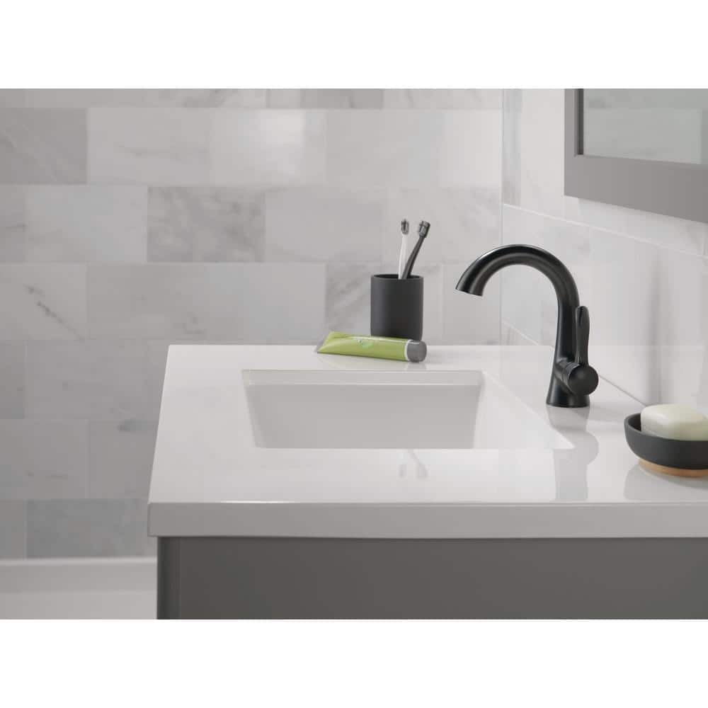 Esato Matte Black Single Handle Bathroom Faucet with Drain Assembly