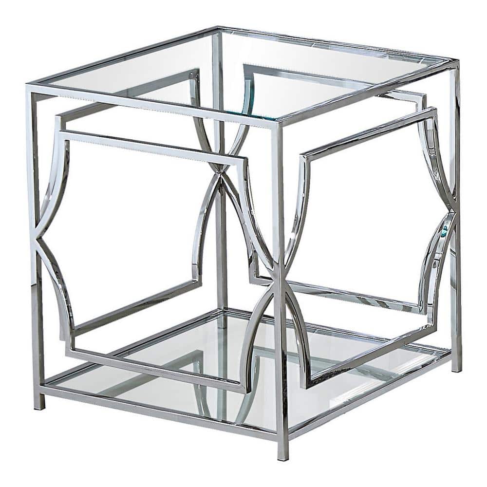 Abigail Silver Stainless Steel and Glass End Table