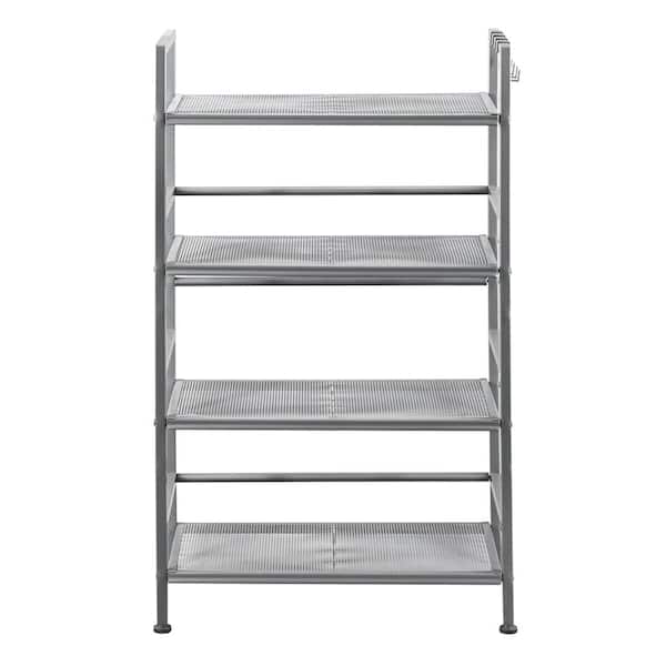 Karl home Industrial Iron Multi-Functional 4-Wheeled Storage Rack in Gray