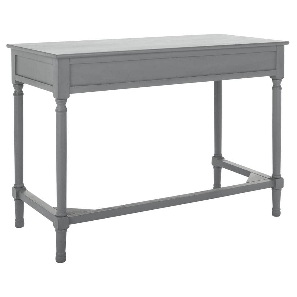 Josie Artisan Carved Floral 46" Wood Desk with Drawers in Distressed Grey