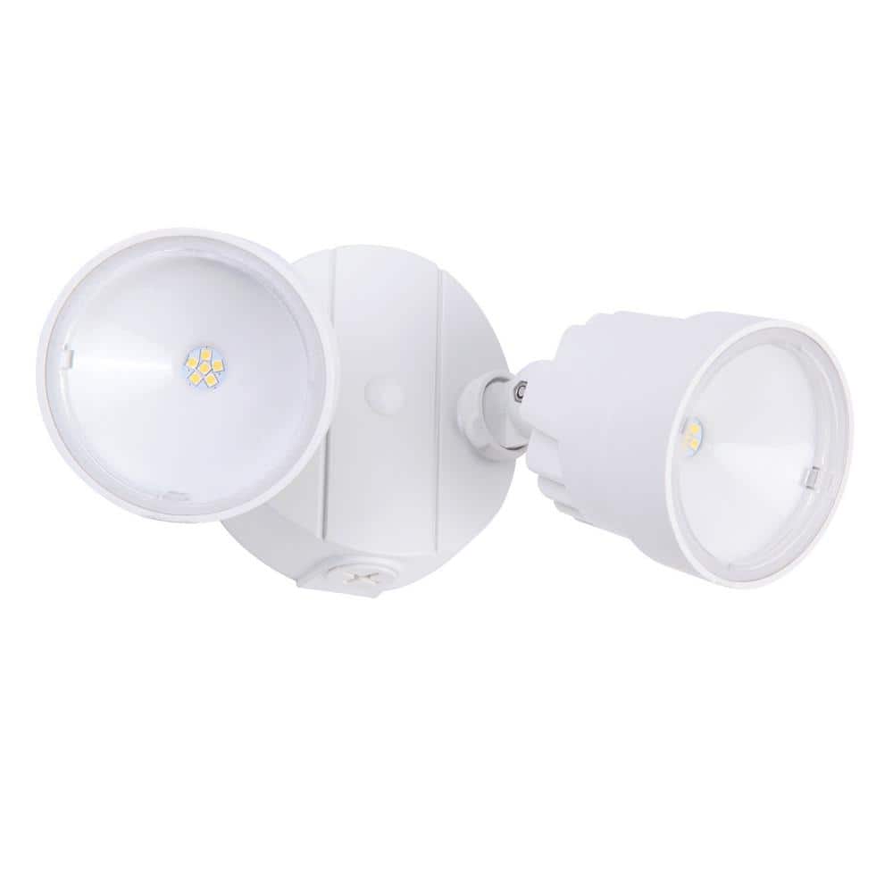 2-Light White Outdoor Integrated LED Flood Light with Polycarbonate Lens