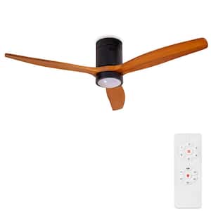 52 in. Integrated LED Indoor Brown Solid Wood Ceiling Fan with Light Kit and Remote Control